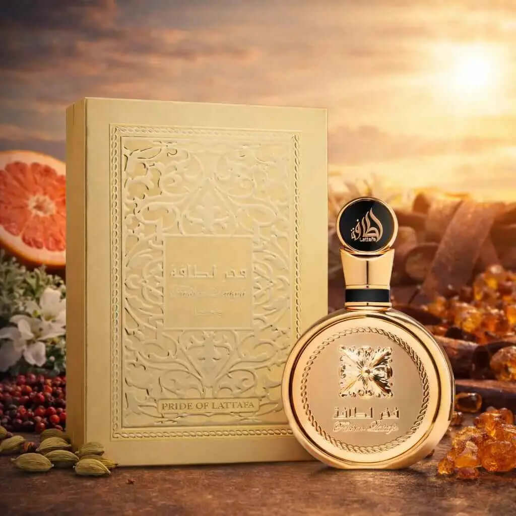 LATTAFA Fakhar Extrait Men Unisex Amber Woody Spicy Extrait de Parfum Bold spice Smoky amber Elegant intensity Fakhar Extrait is a rich amber-oriented fragrance