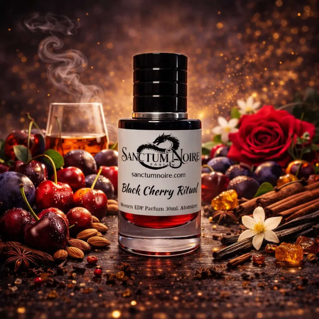 Black Cherry Sanctum Noire Parfum Women Amber Floral Parfum Dark fruit sweetness. Warm spice. Sensual depth Black Cherry Ritual is an enchanting amber-floral
