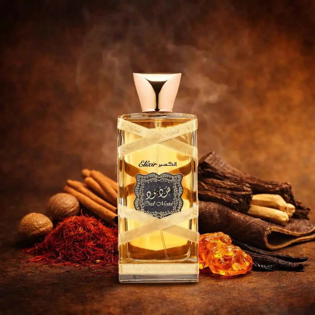 Lattafa Oud Mood Elixir Unisex | Woody • Spicy • Oriental | Eau de Parfum Liquid intensity. Smoked sweetness. Velvet oud.