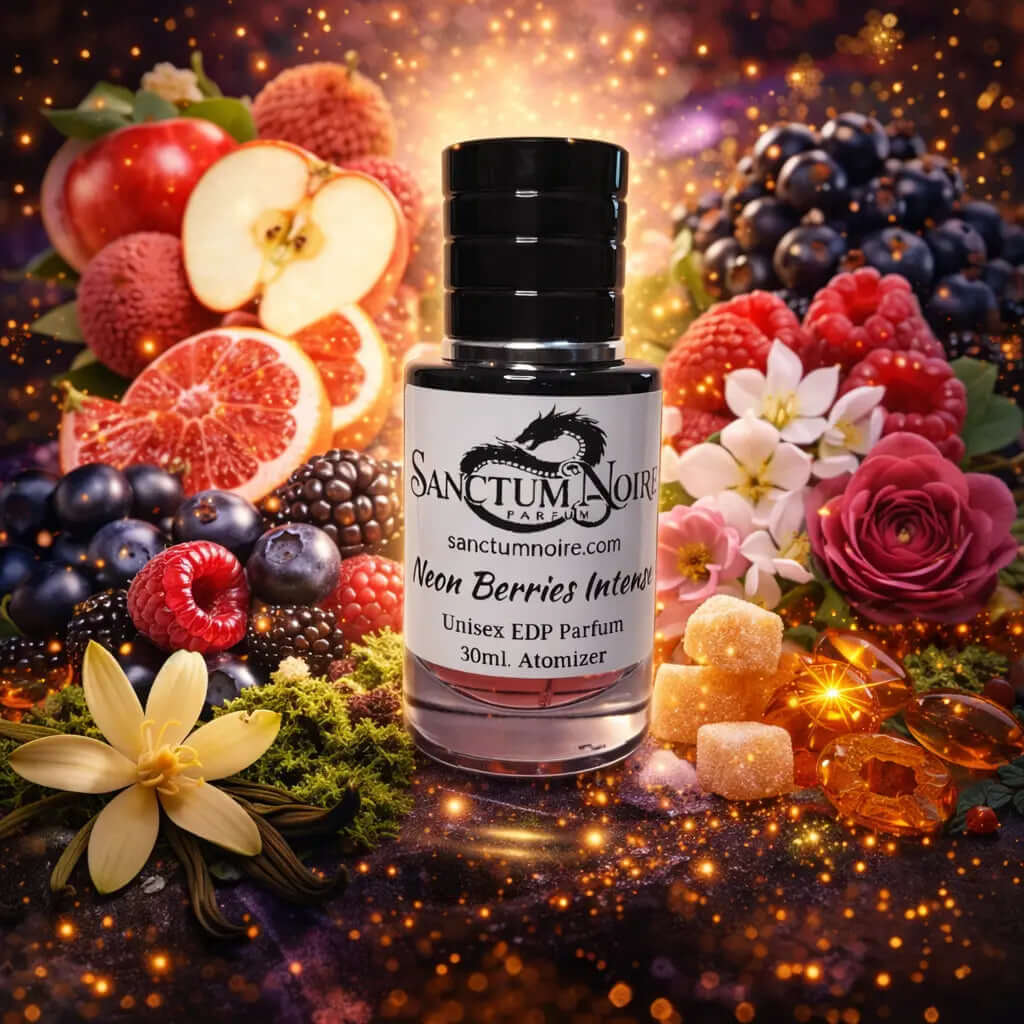 Neon Berries Intense Sanctum Noire Unisex Floral Fruity Gourmand Juicy fruit Blooming florals Warm sweet finish is a vibrant and addictive floral-fruity gourmand fragrance