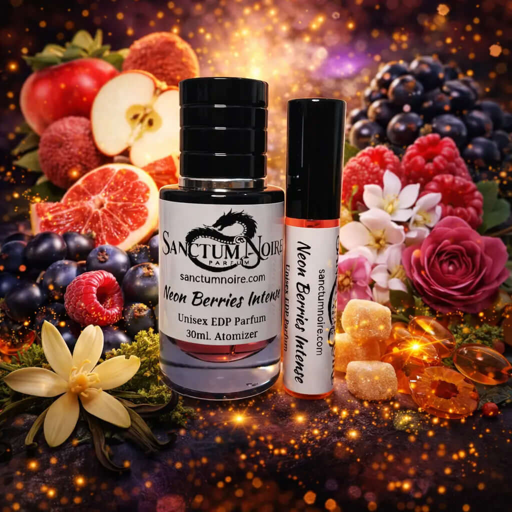 Neon Berries Intense Sanctum Noire Unisex Floral Fruity Gourmand Juicy fruit Blooming florals Warm sweet finish is a vibrant and addictive floral-fruity gourmand fragrance