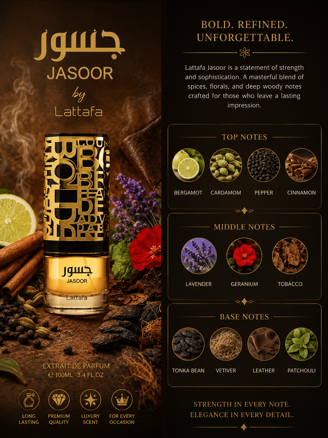 LATTAFA JASOOR Unisex Aromatic Spicy Lattafa Pride