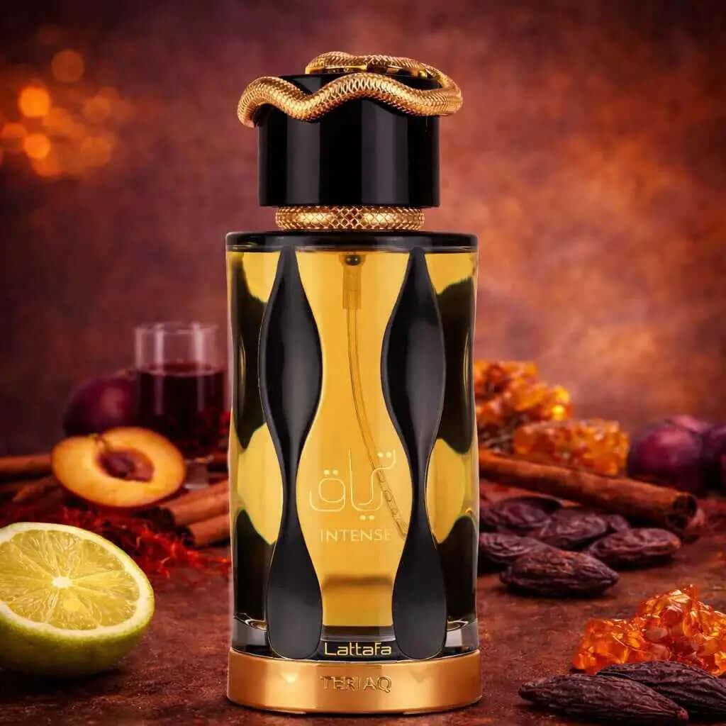 LATTAFA Teriaq Intense Unisex Spicy Oriental Amber Warm Dark sweetness Liquid spice Intense elegance Teriaq Intense by Lattafa is a bold spicyoriental fragrance
