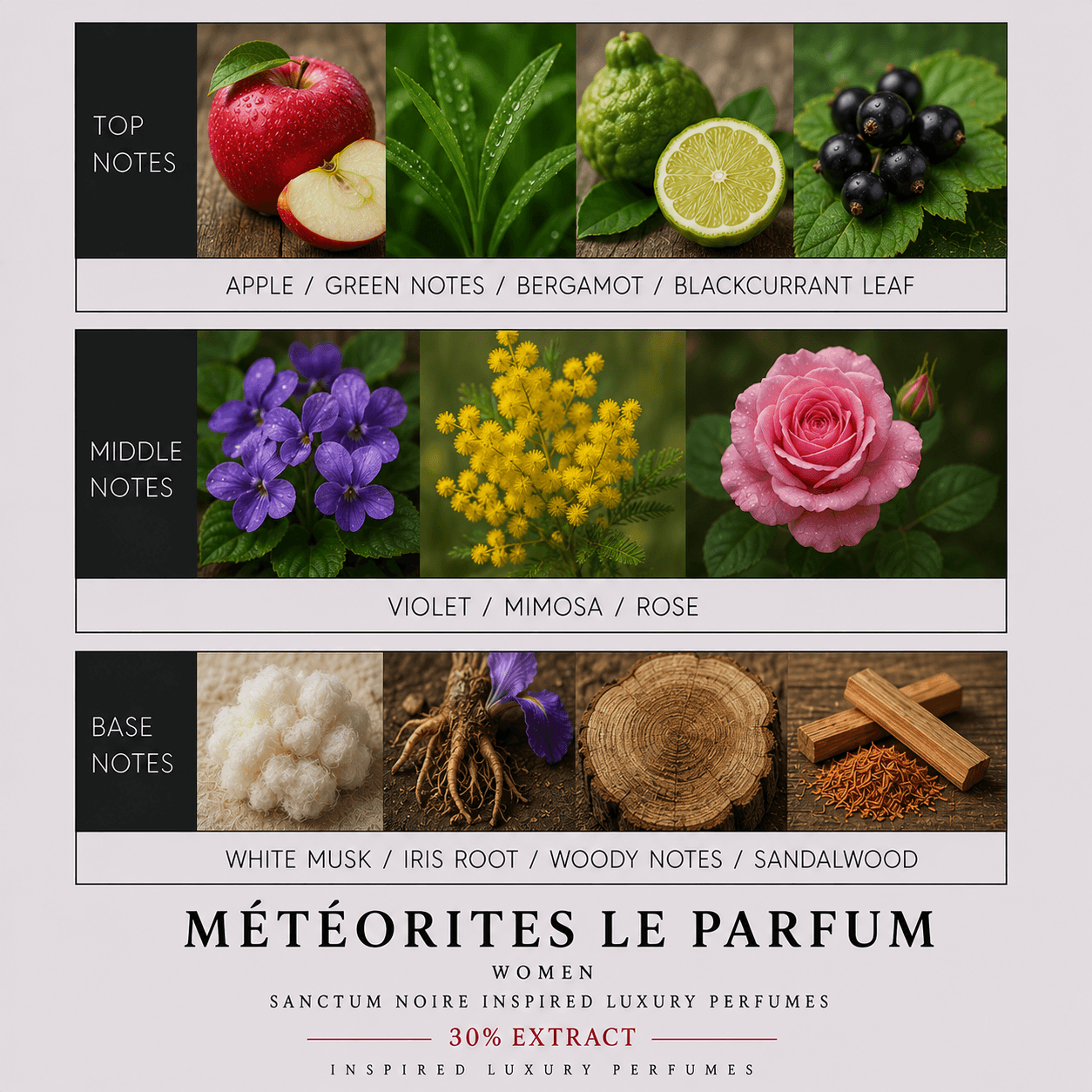 Météorites Le Parfum Women Sanctum Noire Inspired Luxury Perfumes