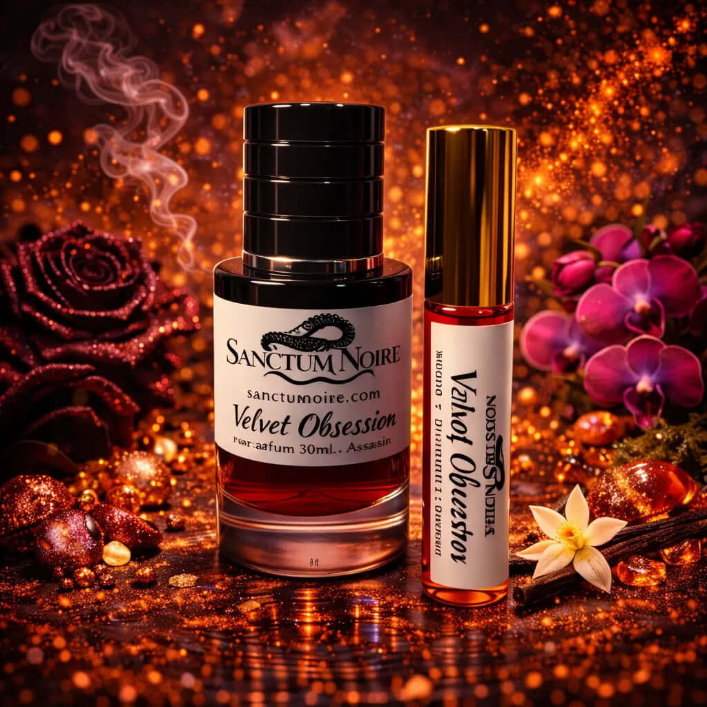 SANCTUM NOIRE Velvet Obsession Women Floral Aromatic Black rose Orchid vanilla allure Smoky papyrus Velvet Obsession is a deep, floral-aromatic fragrance