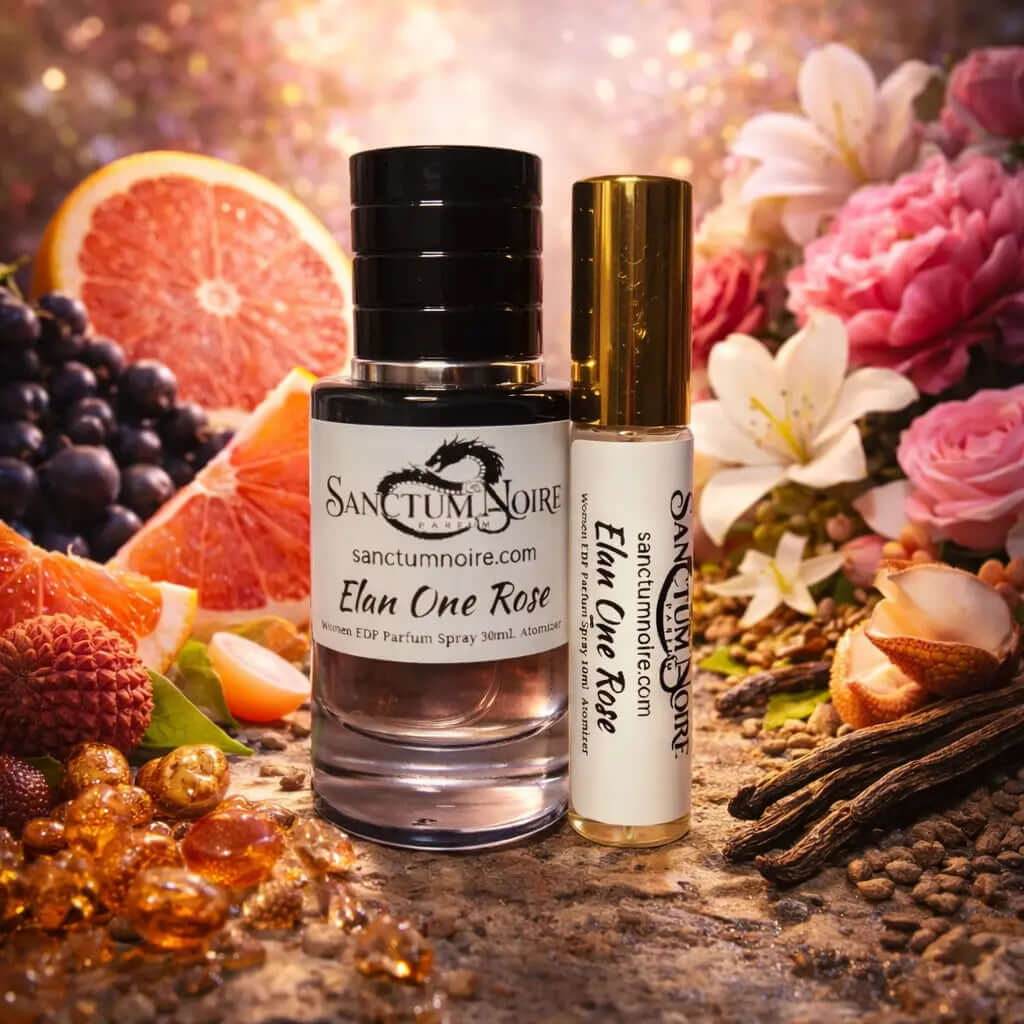 Elan One Rose Sanctum Noire Women Floral Fruity Musky Radiant petals. Juicy brightness. Velvet femininity Elan One Rose by is a luminous floral fragrance