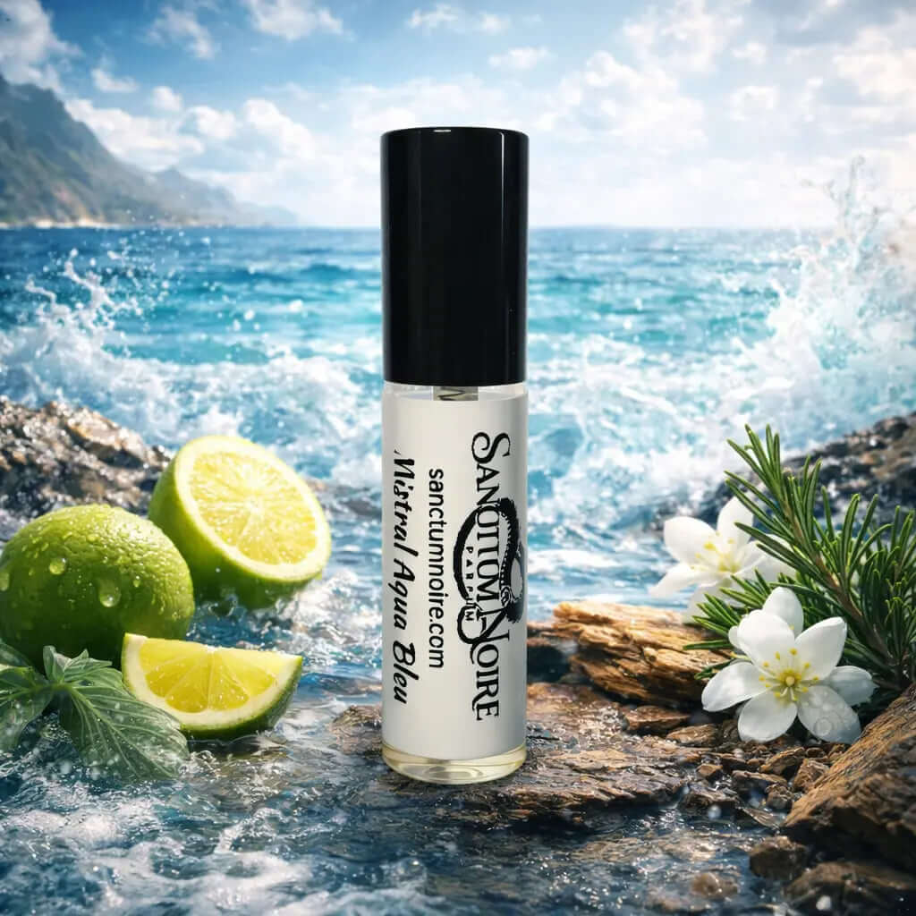 SANCTUM NOIRE Mistral Aqua Bleu Men Fresh Woody Aquatic Ocean breeze Crisp citrus Modern depth Mistral Aqua Bleu is a refreshing aquatic-woody fragrance