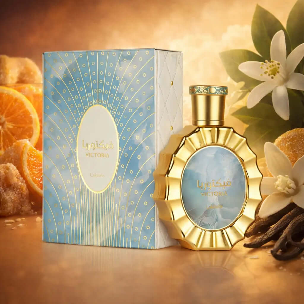 LATTAFA Victoria Women Floral Fruity Gourmand Bright citrus. Soft florals. Creamy sweetness Victoria by Lattafa® is a luminous floral-fruity-gourmand fragrance
