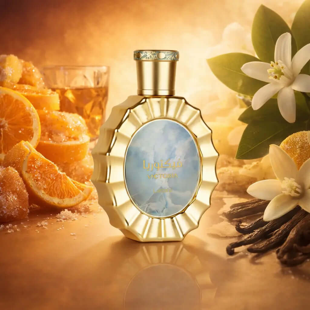 LATTAFA Victoria Women Floral Fruity Gourmand Bright citrus. Soft florals. Creamy sweetness Victoria by Lattafa® is a luminous floral-fruity-gourmand fragrance
