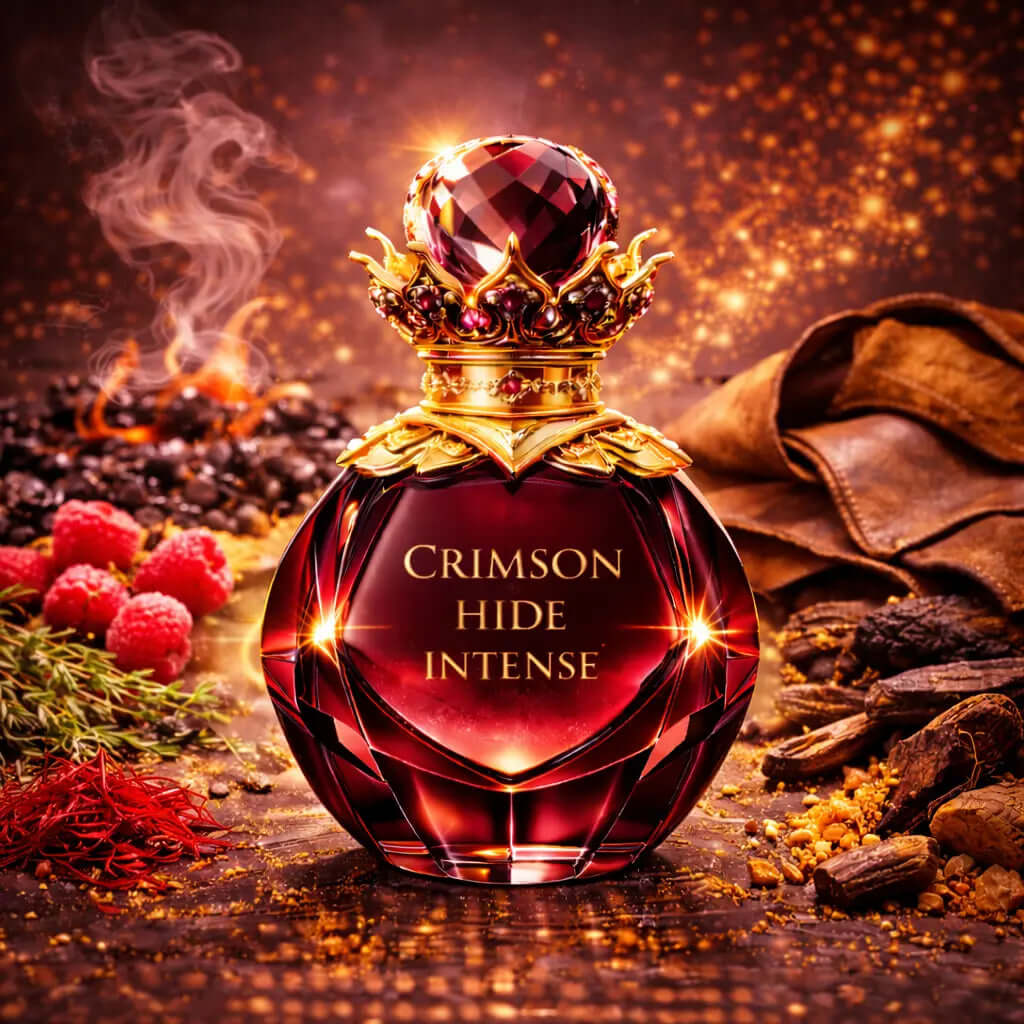 Crimson Hide Intense Sanctum Noire Unisex Floral Fruity Leather Parfum A velvet sting. Fruity heat Leather that lingers Crimson Hide Intense is a bold leather